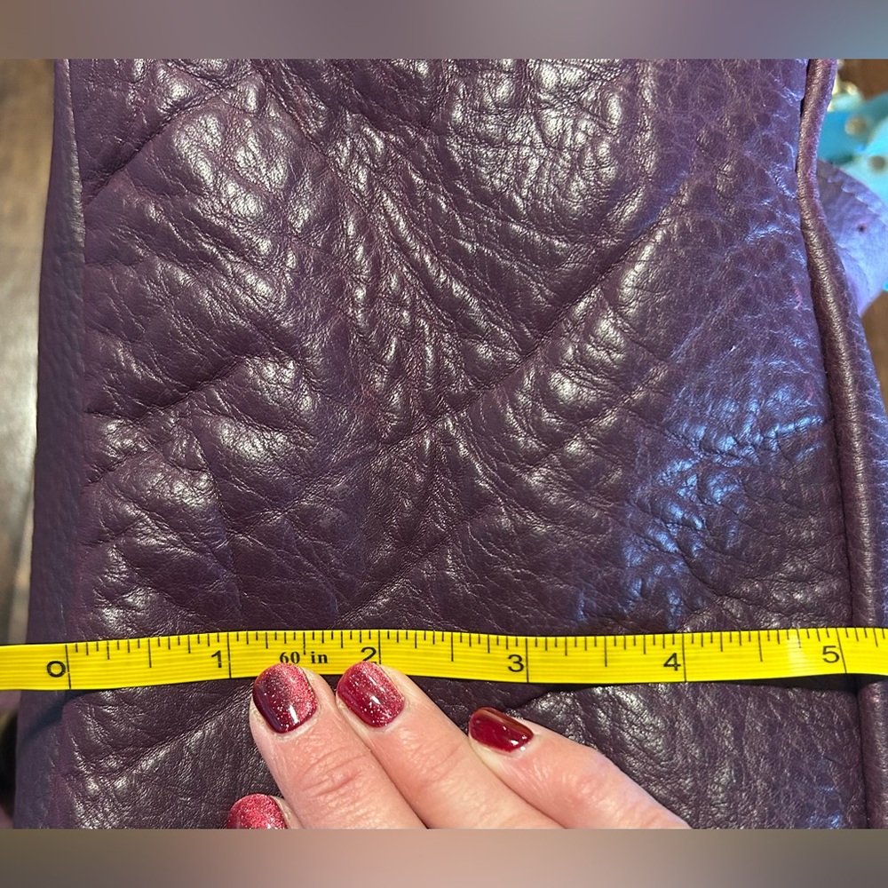 Portland Leather Goods Bucket Drawstring Backpack Plum Pebbled Leather - Picture 15 of 16